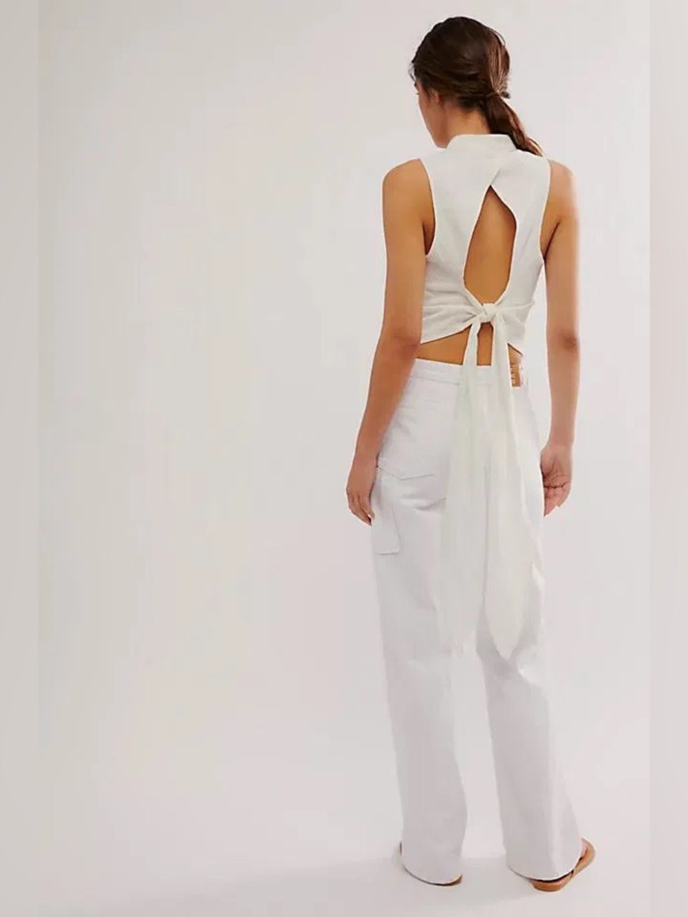 Free People Back It Up Open Back Waistcoat Vest Top - Picture 3 of 13